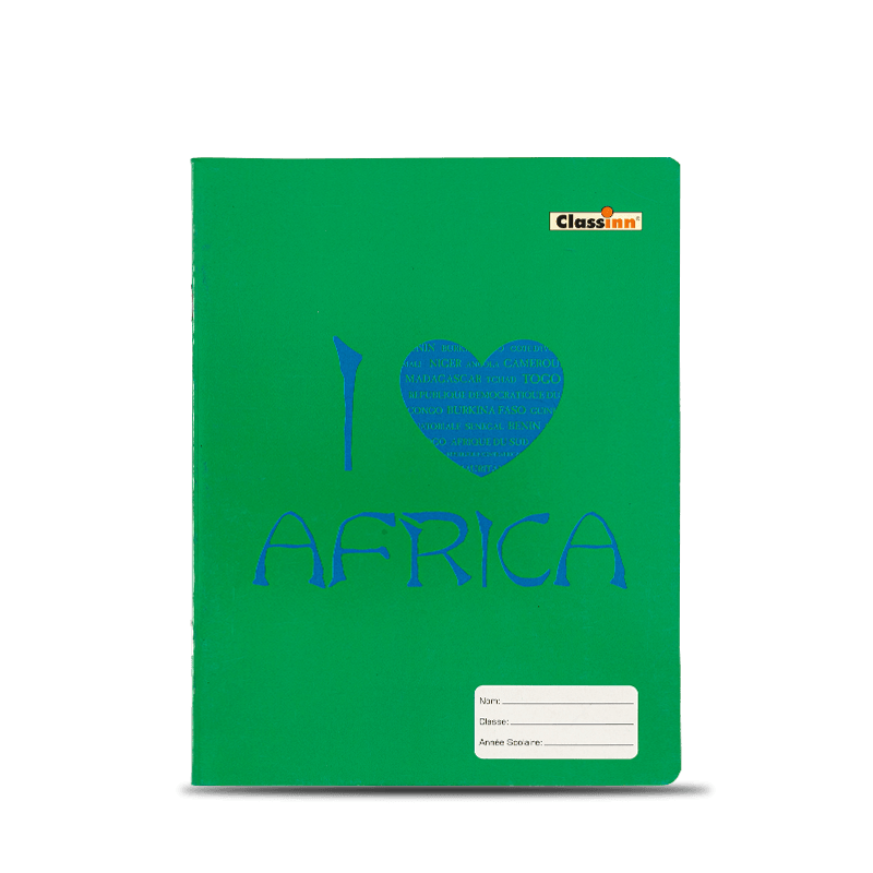 Cuaderno de ejercicios verde con patrón de amor