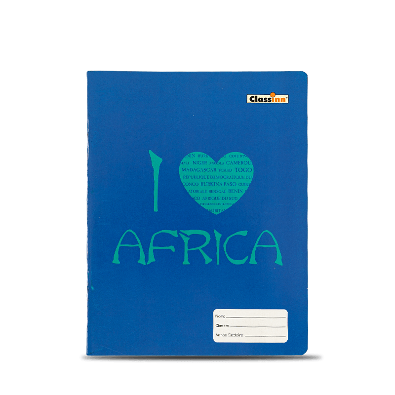 Cuaderno de ejercicios azul con patrón de amor