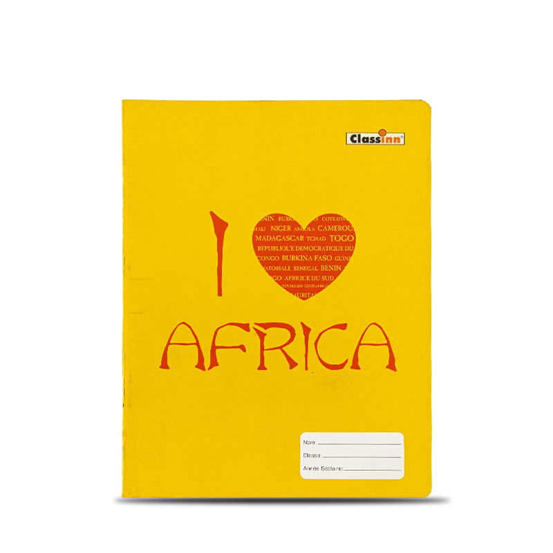 Cuaderno de ejercicios amarillo con patrón de amor